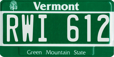 VT license plate RWI612