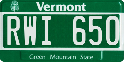VT license plate RWI650