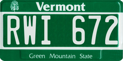 VT license plate RWI672