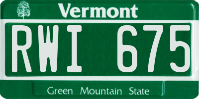 VT license plate RWI675