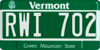 VT license plate RWI702