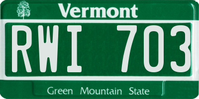 VT license plate RWI703