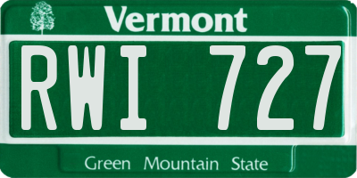 VT license plate RWI727