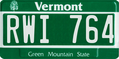 VT license plate RWI764