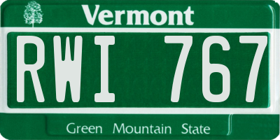 VT license plate RWI767