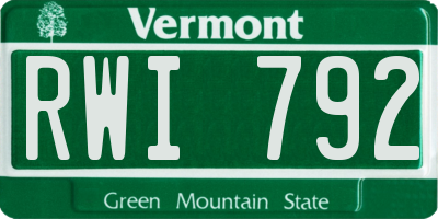 VT license plate RWI792