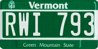 VT license plate RWI793
