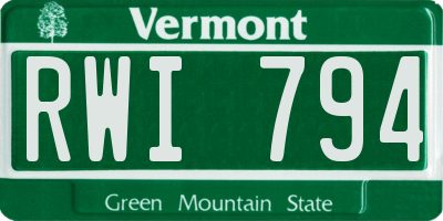 VT license plate RWI794