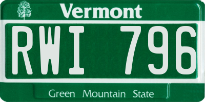 VT license plate RWI796