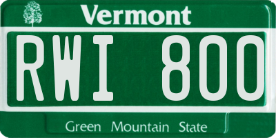VT license plate RWI800