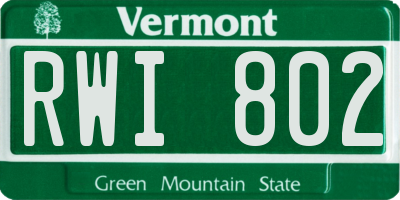 VT license plate RWI802