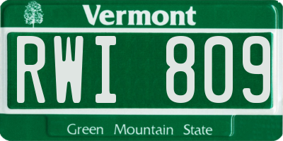 VT license plate RWI809