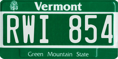 VT license plate RWI854