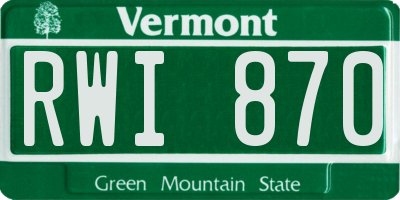 VT license plate RWI870