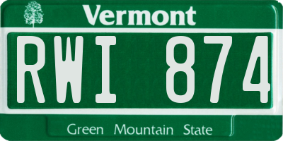 VT license plate RWI874
