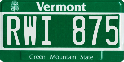 VT license plate RWI875