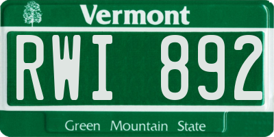 VT license plate RWI892