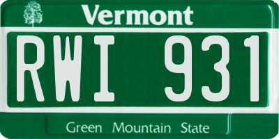 VT license plate RWI931