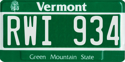 VT license plate RWI934