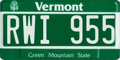 VT license plate RWI955