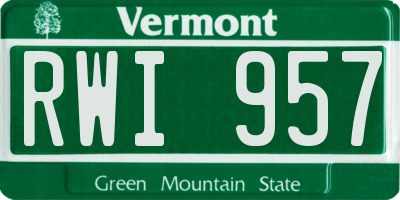 VT license plate RWI957