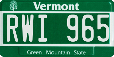 VT license plate RWI965