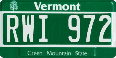 VT license plate RWI972