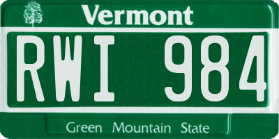 VT license plate RWI984