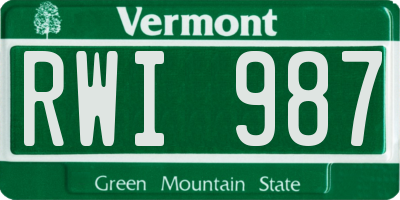 VT license plate RWI987