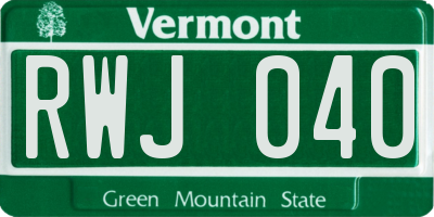 VT license plate RWJ040