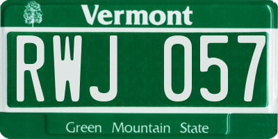 VT license plate RWJ057