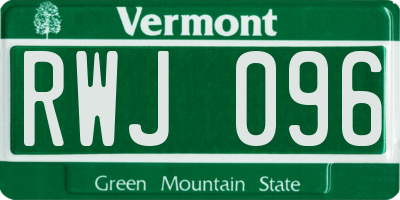VT license plate RWJ096