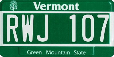 VT license plate RWJ107