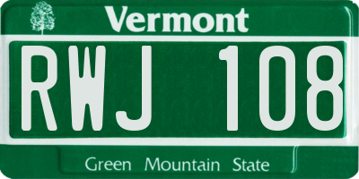 VT license plate RWJ108