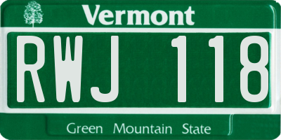 VT license plate RWJ118