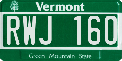 VT license plate RWJ160