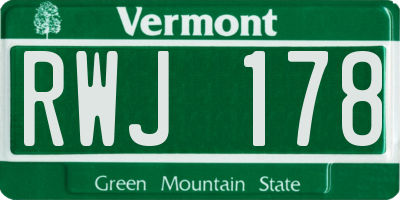 VT license plate RWJ178