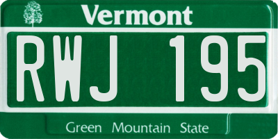 VT license plate RWJ195