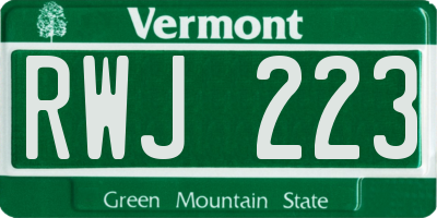 VT license plate RWJ223
