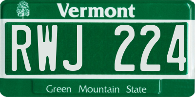 VT license plate RWJ224