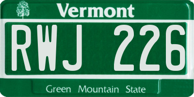 VT license plate RWJ226