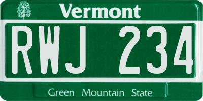 VT license plate RWJ234