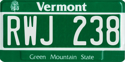 VT license plate RWJ238