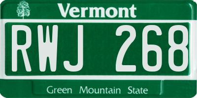 VT license plate RWJ268