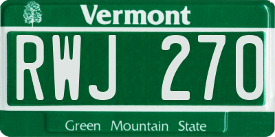 VT license plate RWJ270