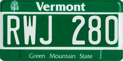 VT license plate RWJ280