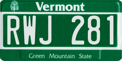 VT license plate RWJ281