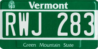VT license plate RWJ283