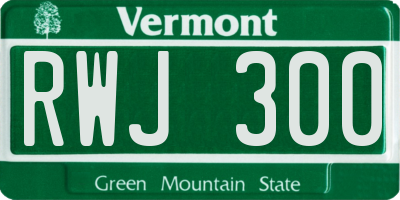 VT license plate RWJ300