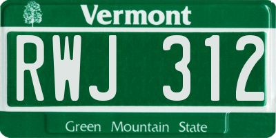 VT license plate RWJ312